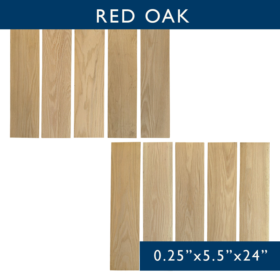 Red Oak Solid Hardwood Hobby Boards 10-Piece Bundle