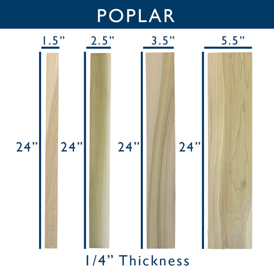 Poplar Solid Hardwood Hobby Boards 10-Piece Bundle