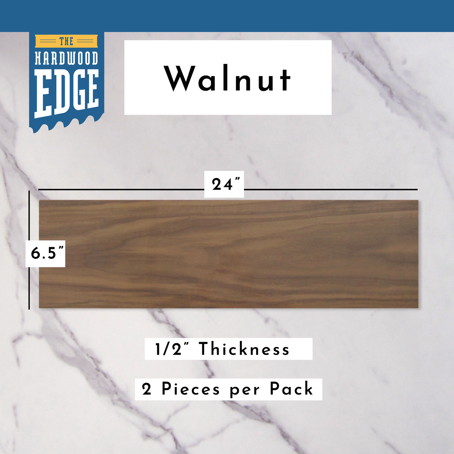 Walnut 6.5"x24" 2-Piece Pack 100% Solid Hardwood